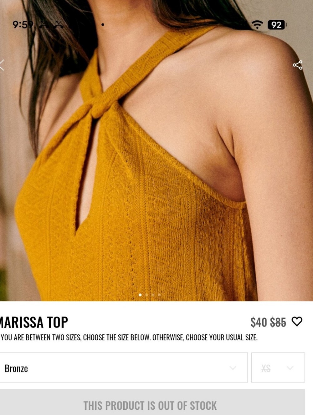 Sezane Marissa Top Bronze Twist-Front Tank